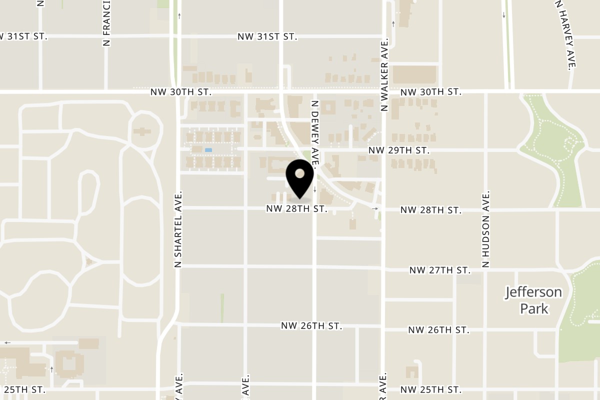 Map showing the location of La Buca on 605 NW 28th St Suite B in Oklahoma City